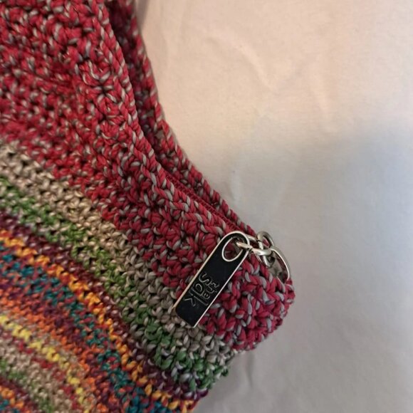 The Sak Satchel Hobo Shoulder Bag Crochet Knit Rainbow Colors‎ Boho Bohemian - Picture 5 of 12